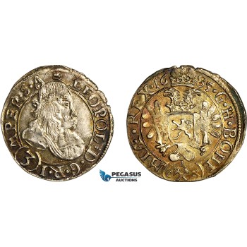 A6/11, Austria (Bohemia) Leopold I, 3 Kreuzer 1685 C I K, Kuttenberg Mint, Silver (1.64g) Choice UNC