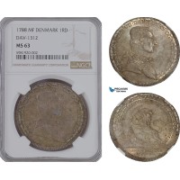 A6/192, Norway, Christian VII, Riksdaler "Reisedaler" 1788, Copenhagen mint, Silver (23.59g) H. 25, Dav-1312, A stunning coin with a very old provenance! Deep grey toning! NGC MS63, Rare!