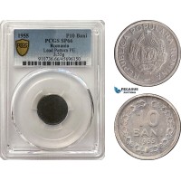 A6/321, Romania, Peoples Republic, Pattern 10 Bani 1955, Bucharest Mint, Lead (3.55g) Plain edge, Coin rotation, Schäffer/Stambuliu (Unpublished), PCGS SP66, Top Pop! Very Rare!