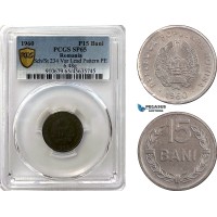 A6/322, Romania, Peoples Republic, Pattern 15 Bani 1960, Bucharest Mint, Lead (6.48g) Plain edge, Coin rotation, Schäffer/Stambuliu 234-Var., (Unpublished metal) PCGS SP65, Top Pop! Rare!