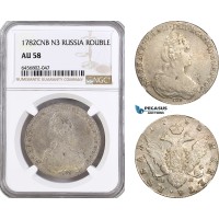 A6/435, Russia, Catherine II, Rouble 1782 СПБ-ИЗ, St. Petersburg Mint, Silver, KM C# 67b, NGC AU58
