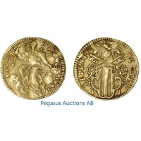 A63, Italy, Vatican, Benedict XIV, 1/2 Zecchino 1741, Gold (1.64g) Rare!