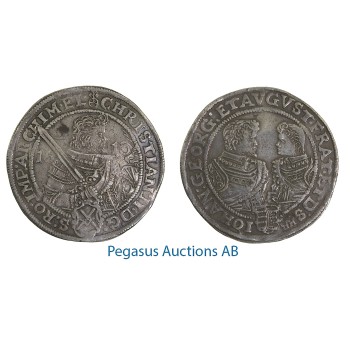 A67, Germany, Saxony, Christian II, Taler 1610, Silver (28.23g) Dark Toning!