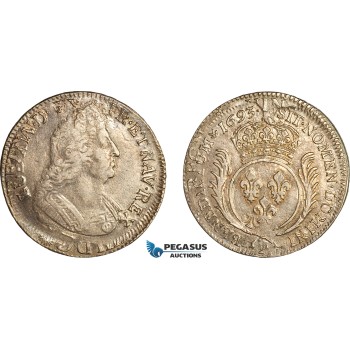 A7/188, France, Louis XIV, Ecu 1693 P, Dijon Mint, Silver (25.19g) Gad. 217, Lightly tooled fields, VF-EF