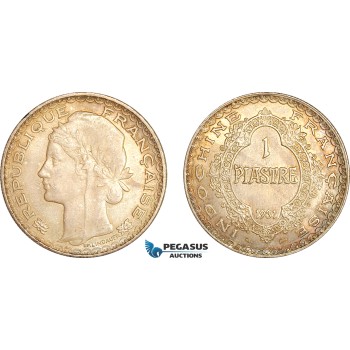 A7/225, French Indo-China, 1 Piastre 1931, Paris Mint, Silver, KM# 19, Amber toning! EF-UNC A7/225, French Indo-China, 1 Piastre 1931, Paris Mint, Silver, KM# 19, Amber toning! EF-UNC