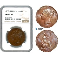 A7/283, Great Britain, Victoria, Penny 1858, London Mint, W.W. on truncation, Spink 3948, A flashy coin! NGC MS64BN