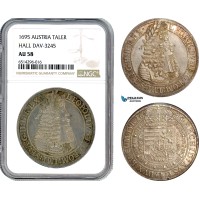 A7/31, Austria, Leopold I, Taler 1695, Hall Mint, Silver, Dav-3245, Multicolour toning! NGC AU58 (Somewhat undergraded)