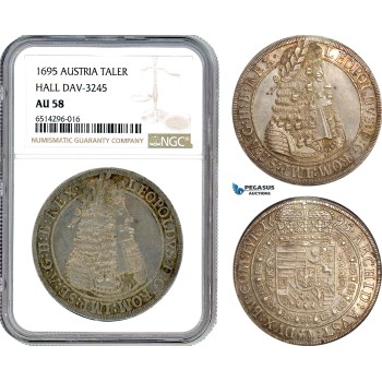A7/31, Austria, Leopold I, Taler 1695, Hall Mint, Silver, Dav-3245, Multicolour toning! NGC AU58 (Somewhat undergraded)