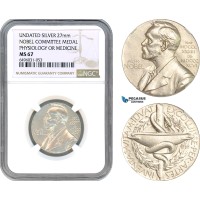 A7/680, Sweden, Undated Silver Medal, Nobel Committee Medal, Physiology, Medicine, NGC MS67