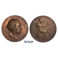 AA002 Denmark, Bronze Medal 1845 (Ø38mm, 29.3g) by Conradsen, Owl, Gustav Friedrich Hetsch