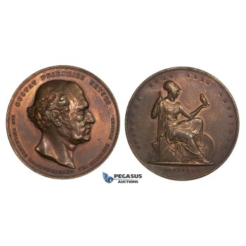 AA002 Denmark, Bronze Medal 1845 (Ø38mm, 29.3g) by Conradsen, Owl, Gustav Friedrich Hetsch