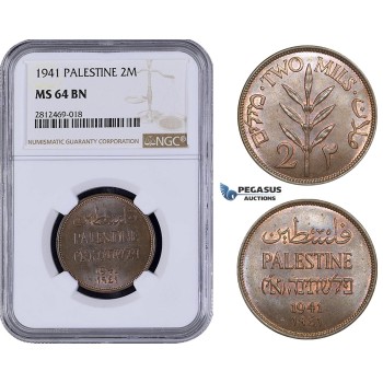 AA063, Palestine, 2 Mils 1941, London, NGC MS64BN