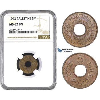 AA066, Palestine, 5 Mils 1942, London, NGC MS62BN