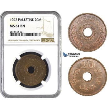 AA070, Palestine, 20 Mils 1942, London, NGC MS61BN