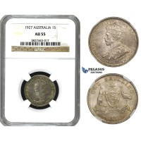 AA104, Australia, George V, Shilling 1927, Silver,  NGC AU55