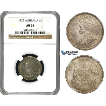 AA104, Australia, George V, Shilling 1927, Silver,  NGC AU55
