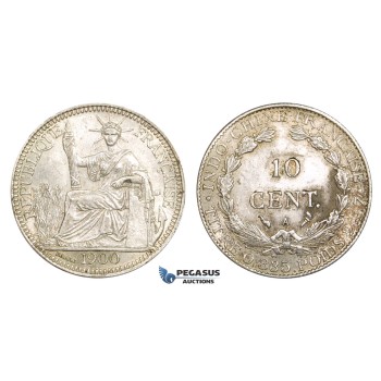 AA116, French Indo-China, 10 Centimes 1900-A, Paris, Silver, a few marks, AU
