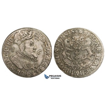 AA154, Poland, Sigismund III, Ort (1/4 Taler) 1626/5, Danzig, Silver (7.21g) VF