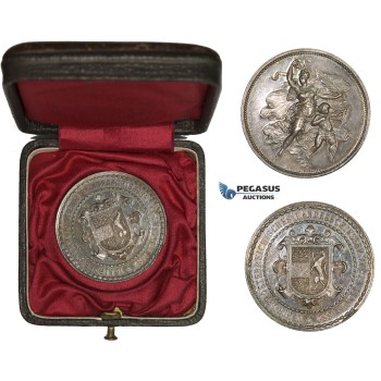 AA189, Austria, Silver Medal 1882 (Ø33mm, 16.7g) by Scharff, St. Pölten Shooting Contest, Rare!