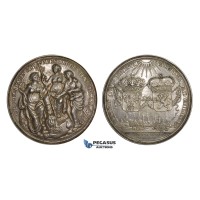 AA197, Netherlands & France, Cast Silver Medal 1678 (Ø66.7mm, 40.6g) by Dishoecke, Peace of Nijmegen, Rare!!