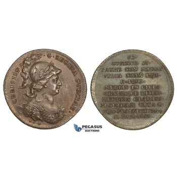 AA204, Sweden, Bronze Medal c. 1700 (Ø34mm, 14.1g) by Hedlinger, Queen Christina