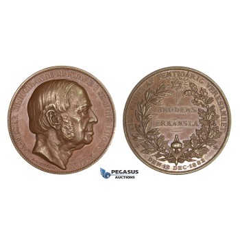 AA212, Sweden, Bronze Medal 1882 (Ø48mm, 62.3g) by Lindberg, L. A. Weser, Masonic Lodge