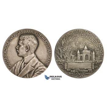 AA218, Sweden, Silver Medal 1907 (Ø46mm, 51.9g) by Kulle, Lund Industrial Exhibition