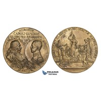 AA220, Sweden, Bronze Art Nouveau Medal 1908 (Ø56mm, 75.6g) by Kulle, In memory of Gustav Adolf