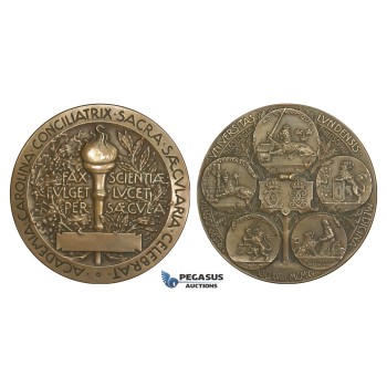 AA224, Sweden, Bronze Medal 1918 (Ø69mm, 101g) by Kulle, Lund Medicine University 400 Years