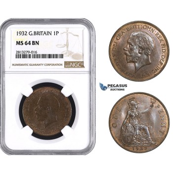 AA250, Great Britain, George V, Penny 1932, NGC MS64BN