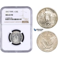 AA273, United States, Standing Liberty Quarter 1917, Type 1, Philadelphia, Silver, NGC MS63FH