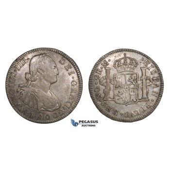 AA292A, Guatemala, Charles IV, 2 Reales 1800 NG M, Nueva Guatemala, Silver, Toned XF-AU