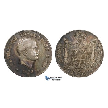 AA299, Italy, Kingdom of Napoleon, 5 Lire 1808-M, Milan, Silver, Toned aVF