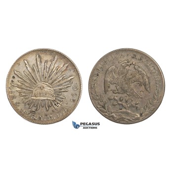 AA307, Mexico, 8 Reales 1893 Mo AM, Mexico City, Silver, Chop marked, Toned VF-XF