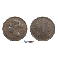 AA315, Straits Settlements, Victoria, Cent 1877, Brown VF-XF