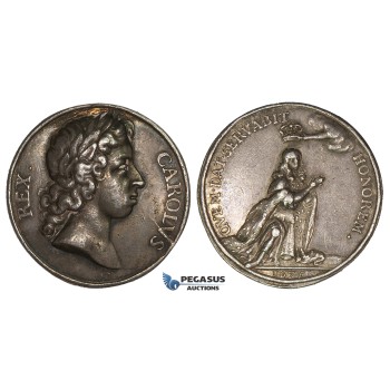 AA333, Sweden, Silver Medal 1675 (Ø30mm, 12.4g) by Karlsteen, Karl XI Coronation in Uppsala