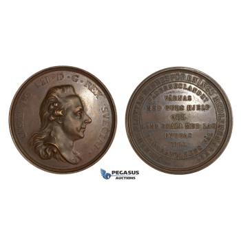 AA334, Sweden, Gustav III, Bronze Medal c. 1790 (Ø57mm, 50g) by Enhorning, Mining Association, Rare!