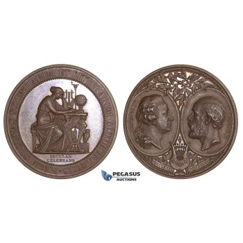 AA338, Sweden, Oscar II, Bronze Medal 1878 (Ø43.5mm, 38.2g) by Lindberg, Owl, Goteborg Science Society