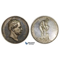 AA339, Sweden, Silver Medal 1885 (Ø31.5mm, 14.7g) by Ahlborn, Nils Ericsson, Train, Railroad, Trollhätte Canal