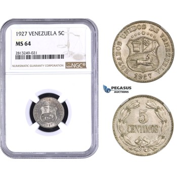 AA358-R, Venezuela, 5 Centimos 1927, NGC MS64