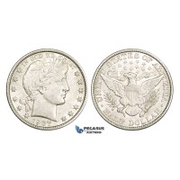 AA368, United States, Barber Half Dollar (50C) 1907, Philadelphia, Silver, Lightly cleaned AU