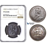 AA440, South Africa, George V, Penny 1923, Pretoria, NGC PF65BN