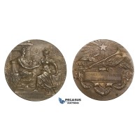 AA449 France & Russia, Bronze Medal 1897 (Ø50mm, 66g) by Bottee, Toulon Exhibition, Cronstadt, Rare!