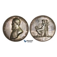 AA451 Germany, Friedrich III, Silver Art Nouveau Medal 1880 (Ø74mm, 196g) by Schwenzer, International Fishing Exhibition