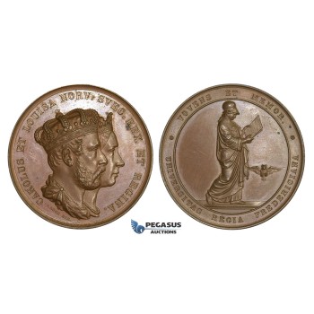 AA453, Norway, Bronze Medal 1860 (Ø42.5mm, 36g) by Schnitzspahn & Loos, Trondheim University, Minerva, Owl