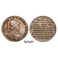 AA457, Sweden, Bronze Medal c. 1700 (Ø33mm, 15g) by Hedlinger, Queen Christina