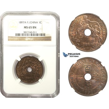 AA480, French Indo-China, 1 Centime 1897-A, Paris, NGC MS65BN