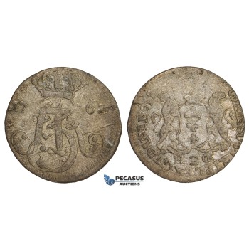 AA498, Poland, Danzig, August III, 3 Groschen (Trojak) 1763, Danzig, Billon/Silver? (1.27g) VF