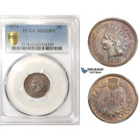 AA518, United States, Indian Cent 1874, Philadelphia, PCGS MS62BN