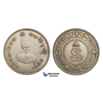 AA545, India, Bikanir, Gangha Singh (Maharaja) 1 Rupee VS1994 (1937) XF (Light Cleaning)